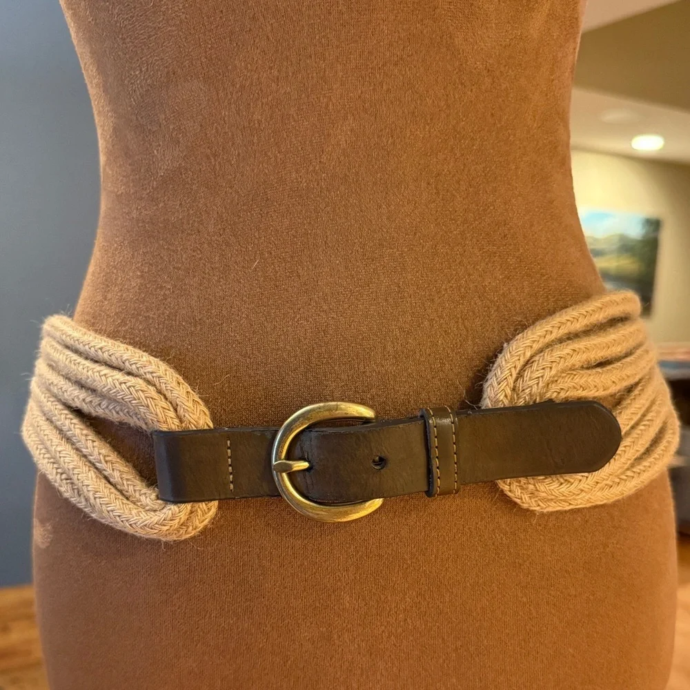 Elegant Tan and Brown Rope Belt Coastal nautical beach kjp